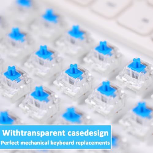 Image of 87 Pieces Blue Mechanical Keyboard Switches, 3 Pin Pre-Lubricated Clicky Key Switches, Dustproof and Waterproof Keyboard Accessories for Mechanical Gaming Keyboard