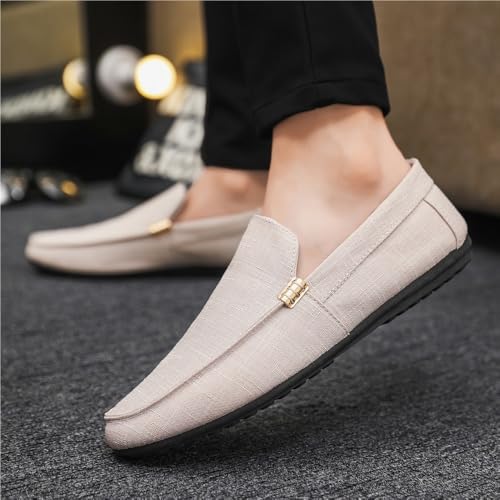 Mens Loafers Round Toe Solid Color Cloth Shoes Anti-Slip Flat Heel Lightweight Casual Slip-ons4