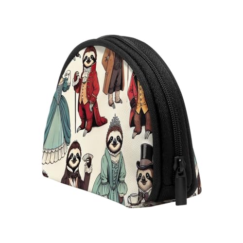Portable Coin Purse Aristocratic-Sloths Mini Zippered Money Pouch Card Holder4