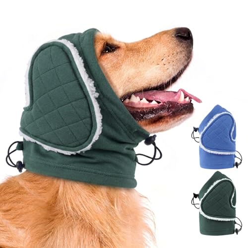Image of MIGOHI Soft Dog Ear Muffs Noise Protection,Ear Covers for Dogs,Dog No Shake Ear Wrap for Hematoma,Calming Hoodie Quiet Ears Head Warps for Medium Large Dogs Grooming,Bathing,Thunder,Firework,L,Green