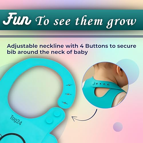 Image of Baby Bib for Feeding and Weaning Babies and Toddlers | Waterproof, Washable, Reusable | Adjustable Neckline with Buttons | Easy to Clean and Non-Messy Design