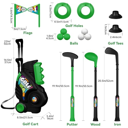 Liberry Toddler Golf Set for Ages 2 3 4 Boys Girls, Upgraded Kids Golf Cart with Shoulder Strap Design, Outdoor Indoor Sports Toys Birthday Gifts, Black - Thumbnail 6
