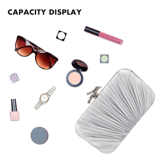 Image of Gold Clutch Purses for Women, Branch Clasp Pleated Evening Bag, Wedding Handbag for Prom, Cocktail & Formal Events