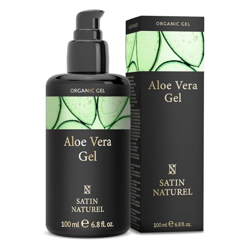 Satin Naturel Bio Aloe Vera Gel 100 ml – 100% Vegan & Naturkosmetik – Hochkonzentriertes Aloe Vera Gel – Mit Hyaluron & Panthenol – After Sun & Feuchtigkeitspflege Für Gesicht, Körper & Haare