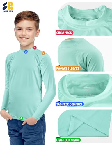 Image of Boys Rash Guard Swim Shirts Long Sleeve UPF 50+ Swimwear Toddler Kids Sun Protection SPF Water Surfing Swimming Shirts 0-16Y
