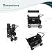 WONDERFOLD W4 Luxe Stroller Wagon (4 Seater) - Collapsible Wagon Stroller with Seats with Magnetic Buckle 5-Point Harnesses and Sun Canopy, Black