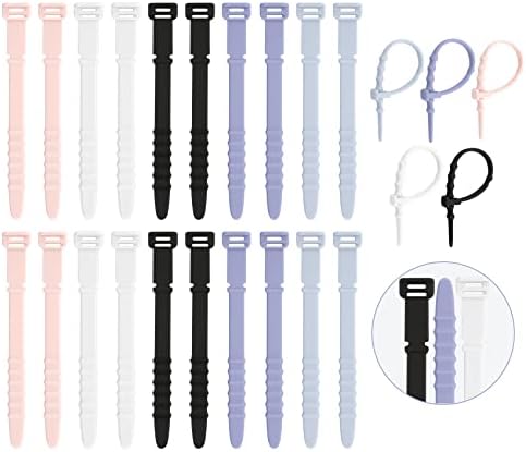Reusable Zip Ties,Silicone Zip Ties,20Pcs Rubber Cable Ties,Cable Management,Everyday Beach Essentials,Office Supplies,Home Organization,Packing Essentials,Cable Organizer,Multicolor Cable Straps