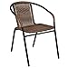Flash Furniture Lila 28'' Square Glass Metal Table with Dark Brown Rattan Edging and 4 Dark Brown Rattan Stack Chairs