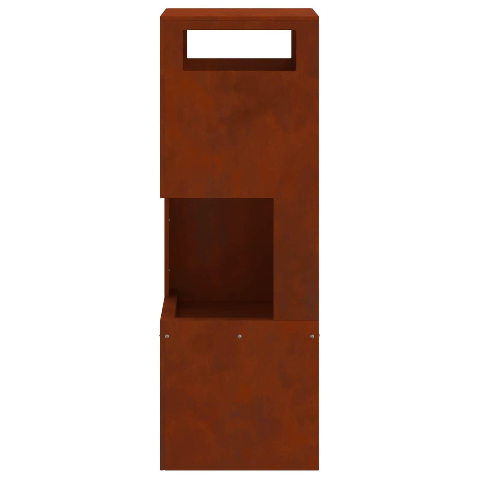Brasero rectangulaire en acier résistant aux intempéries, marron, 35 x 35 x 100 cm, pour jardin, terrasse, atmosphère chaleureuse le soir
