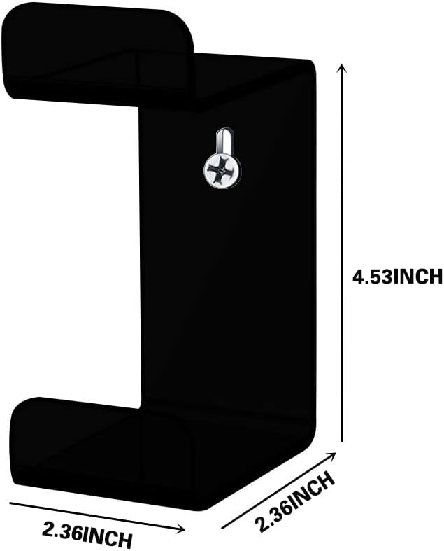 Acrylic Dual Game Controller& Headphone Wall Mount Stand Holder Controller Hanger , Game Controller Rack，Universal Gamepad Accessories (2Pack，Black)