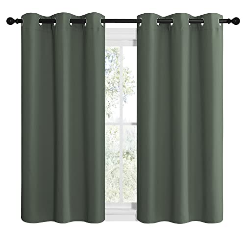 Image of NICETOWN Blackout Curtain Panels, Home Decoration Thermal Insulated Solid Grommet Blackout Drape for Dining Room (Dark Mallard, 1 Pair, 42 by 48-Inch)