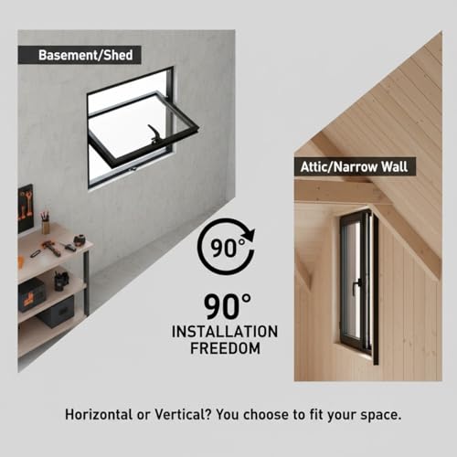 Ventana de aluminio giratoria con vidrio templado negro para ventilación 5