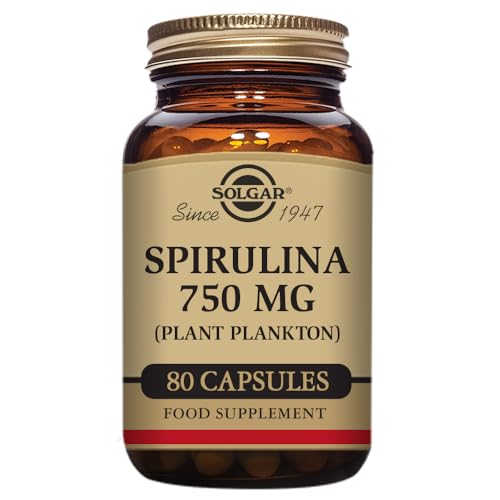 Solgar 750 mg Spirulina Tablets - Pack of 80 - Natural Dietary Supplement - High Concentration of Nutrients - Vegan, Gluten Free and Kosher