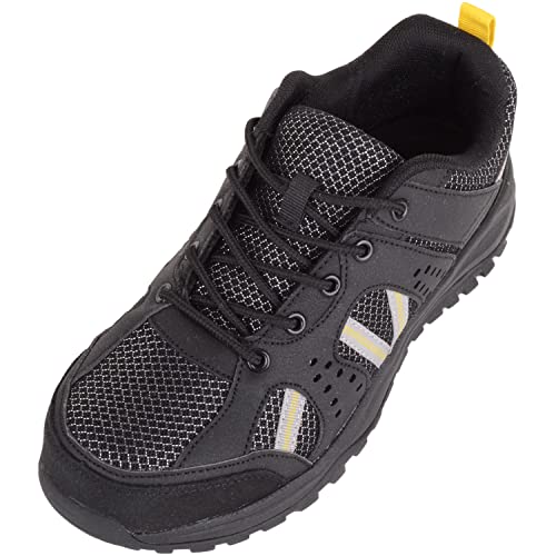 Chaussures de sport à lacets légères en maille avec embout en acier pour homme, Noir , 42 1/3 EU