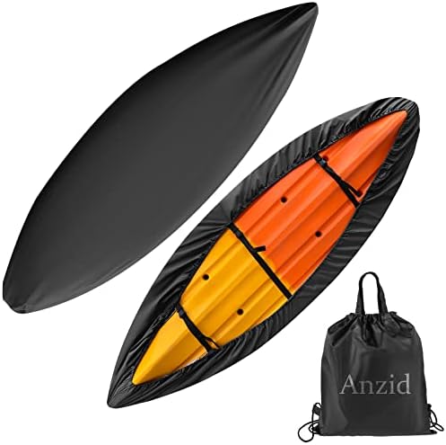 Anzid Kayak Cover 420D Thickened Waterproof for Outdoor Storage, Canoe Cover Dust Cover for Indoor/Outdoor Storage (Black,10.1ft~11.4ft/3.1~3.5m)