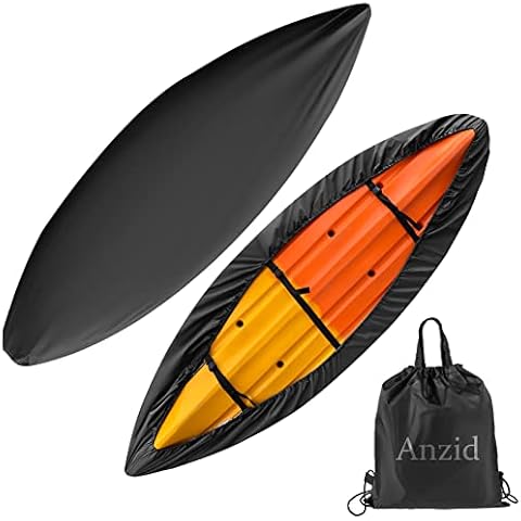 Anzid Kayak Cover 420D Thickened Waterproof for Outdoor Storage,Dust Cover-UV Sunblock Shield Protector Kayak Canoe Cockpit Accessories for Indoor/Outdoor Storage (Black,10.1ft~11.4ft/3.1~3.5m) Cover