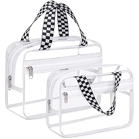 Makeup Bag for Women Cosmetic Bag Large Make Up Organizer Travel Toiletry Bags Waterproof Zipper Tote Pouch Purse for Girls, White + Black-2 PCS Cover