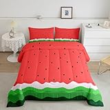 Feelyou Watermelon Bedding Set King Size Sweet Watermelon Comforter Set for Boys Girls Fresh Fruit Comforter Summertime Quilt Set 3Pcs