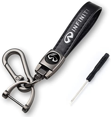 LUBOLAN Car Black Genuine Leather Keychain Key Ring Lanyard Accessories Business Gift Suitable for Infiniti QX50 Q50 Q70 Q70L Q60 QX30 QX60 QX80