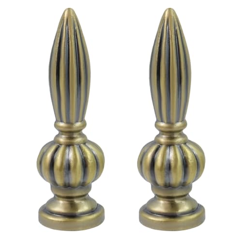 HEVSTIL 2 Pack Lamp Finial Cap Knob, Lamp Finials Lamp Decoration Antique Designs Lamp Decoration Traditional Cap Knob Finial for Lamp Shade, Bronze