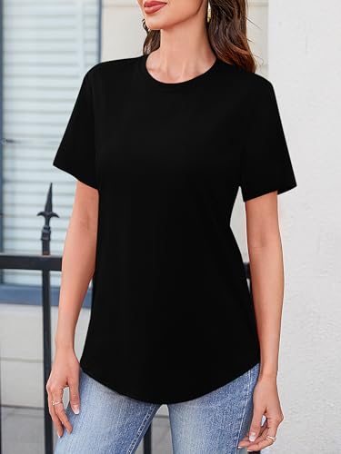 Image of Elesomo Womens Shirts Casual Crew Neck Short /Long Sleeve Tunic Tops Tees