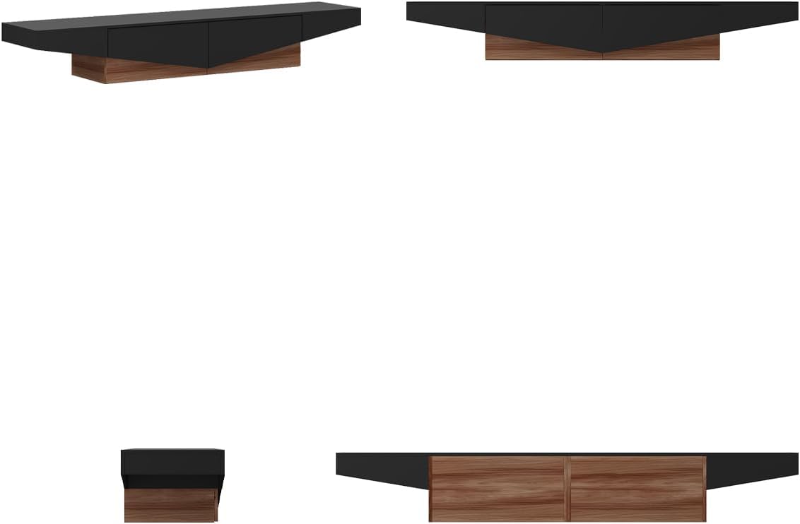AIEGLE Modern TV Stand for 80+ Inch TVs, 78.7" W Entertainment Center with 2 Drawers & Decor Shape, Media Console Table TV Cabinet with Storage, Black