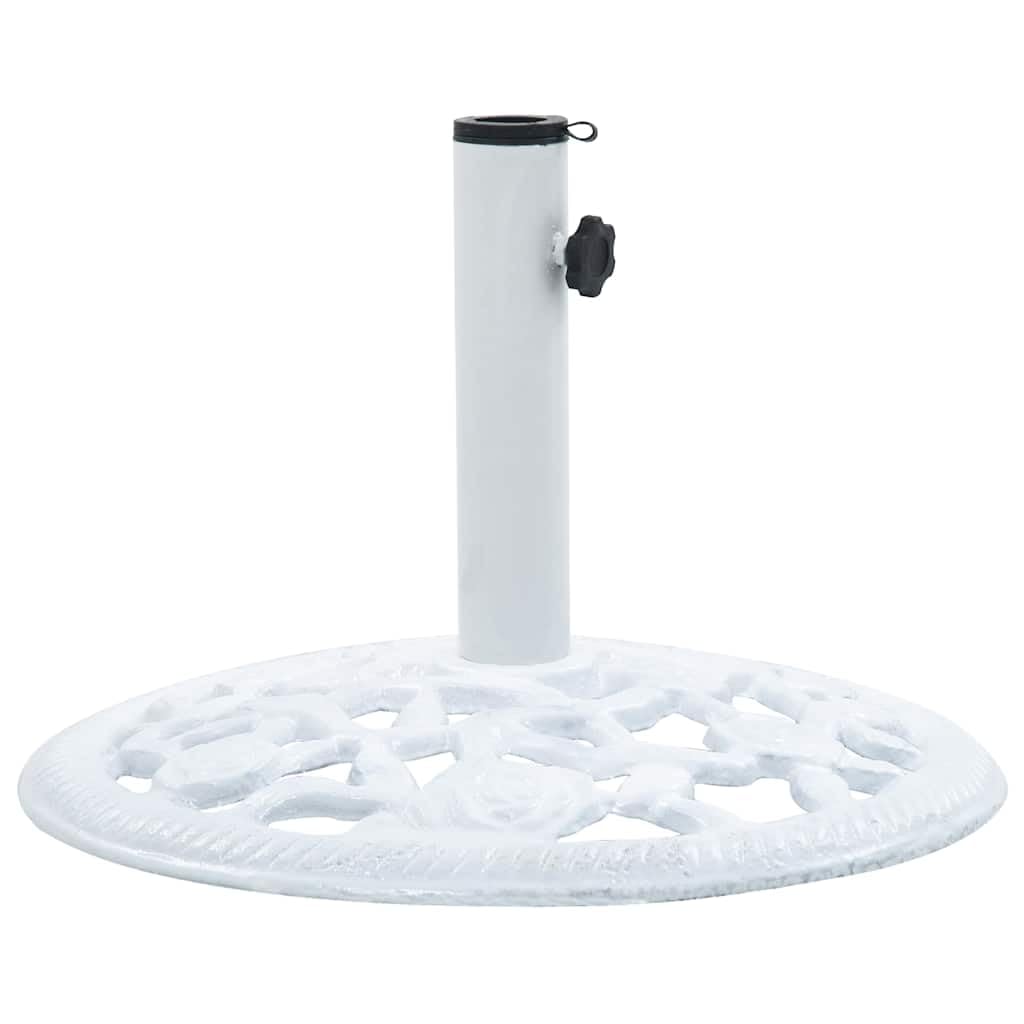 Stojak na parasol przeciwsłoneczny, biały, żeliwo, 12 kg, 48 cm, z adapterem do drążków parasola 35, 38, 48 mm, stabilna podstawa parasola na balkon, taras, do ogrodu, na podwórko, patio