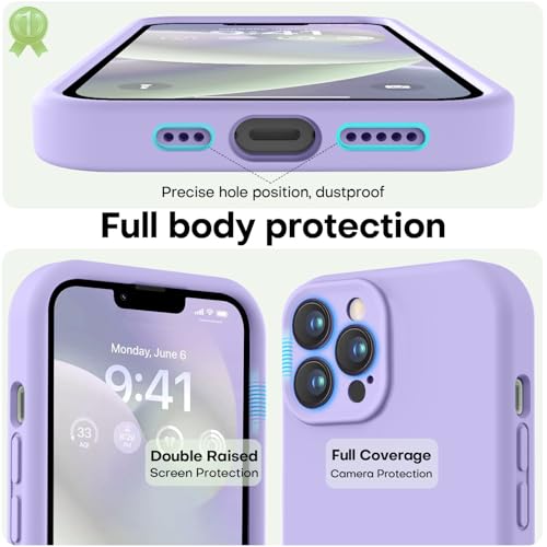 Image of LOVE 3000 Designed for iPhone 13 Pro Max Case, Premium Silicone with [Soft Anti-Scratch Microfiber Lining] Shockproof Protective Phone Case for Men Women Girls 6.7 inch, Light Purple