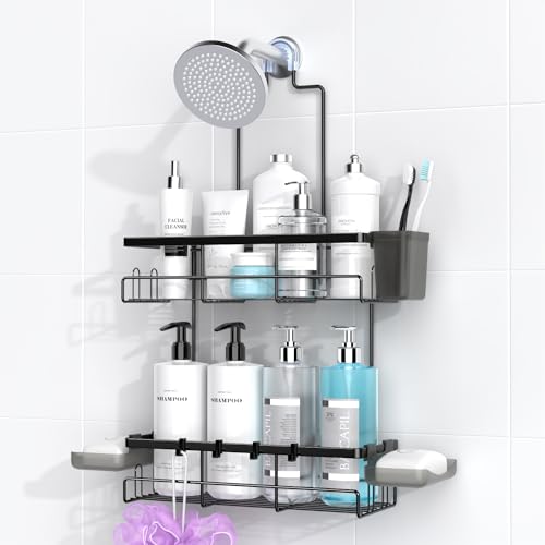 Shower Caddy Hanging Bathroom Organizer: Rustproof Shelf for Inside Shower – No Drilling Racks Over Showerhead – Bath Shelves for Shampoo Soap