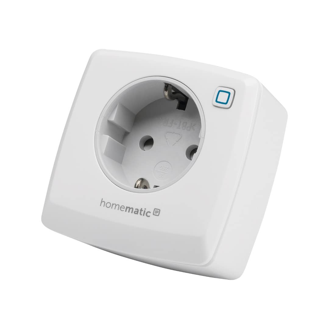 Homematic IP Schaltsteckdose, Smart Home, digitaler Zwischenstecker steuert Leuchten oder Elektrogeräte per App, Alexa & Google Home, Energie sparen, 157338A0
