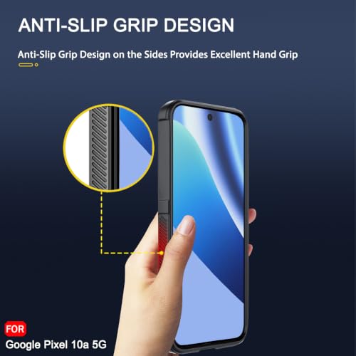 Image of TheGiftKart Liquid Silicon Back Cover Case for Google Pixel 10A | Shockproof Military Grade Protection | Micro-Fibre Cloth On Inner Side | Built-in Anti-Slip Grip Back Cover Case (TPU, Black)