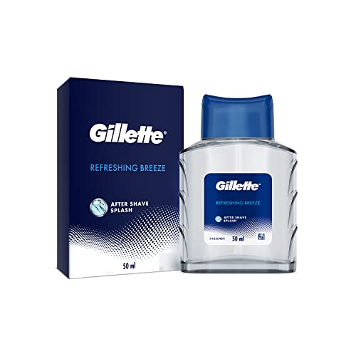 Image of Gillette Fusion Manual Razor for Men for Perfect Shave and Perfect Beard Shape & Gillette AFTER SHAVE SPLASH REFRESHING BREEZE 50ML, White