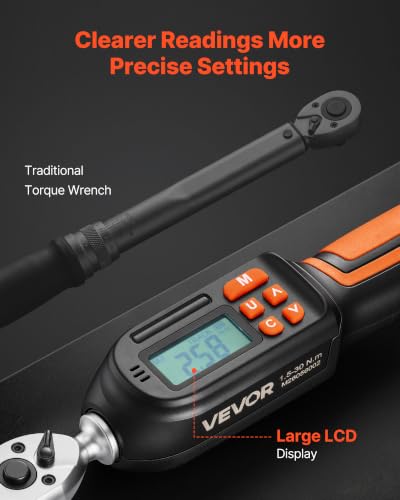 Image of VEVOR Torque Wrench Set 1 /4 inch Drive 42-Piece Digital Torque Wrench 4 Units, ±2% Accuracy, LCD Screen, with Buzzer and LED Indicator, with Sockets, Bits, Extension Bar, Adapter, for Automotive Repair