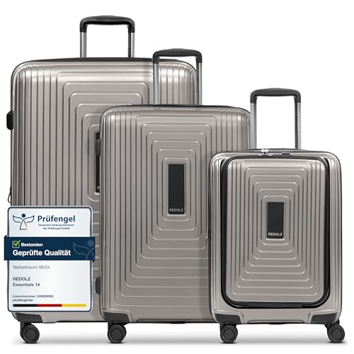 REDOLZ Hartschalen Koffer-Set-3-teilig | S 55 cm Laptopfach + M 66 cm + L 77 cm | Dehnfalte...