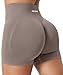 TAYOEA Sport Shorts Damen Scrunch Butt Lifting Gym Kurze Sporthose Push Up Booty Workout Kurze Leggings Seamless Radlerhose Damen für Yoga Fitness Mokka,S