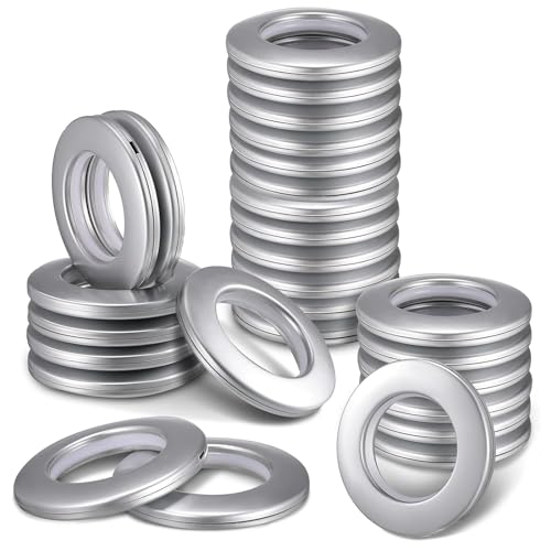 32 Piezas Anillas para Ojales de Cortina, Ojales para Cortinas, Anillos de Cortina Ojales de Tela, Anillos de Cortina Plateados, para Cortinas de Ventana, Cortinas de Ducha