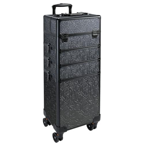 Rolling Makeup Case with Lid Portable Cosmetology Case on Wheels
