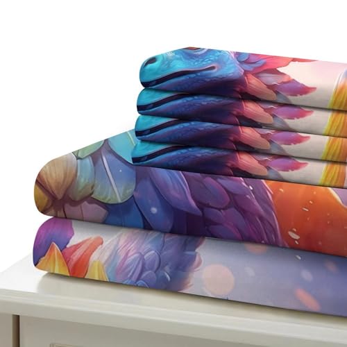 Housse de couette microfibre hypoallergénique 200x200cm effet 3D cerf
