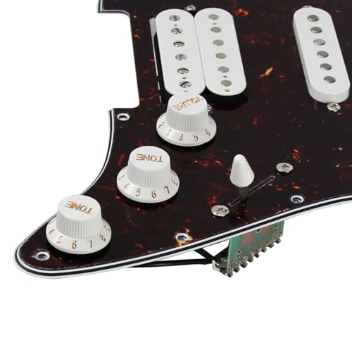 FLEOR Alnico V Loaded Prewired Pickguard Set SSH Alnico Dual Rail Humbucker for ST ST Electric Guitar Replacement Brown Tortoise - Image 3