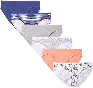 Amazon Essentials Women's Cotton Stretch Bikini Panty, 6-Pack Fashion Assorted, X-Small