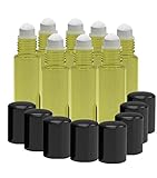 8 Pack - Essential Oil Roller Bottles [STAINLESS STEEL ROLLER] 10ml Refillable Glass Color Roll On for Fragrance Essential Oil - Metal Chrome Roller Ball - 10 ml 1/3 oz Yellow