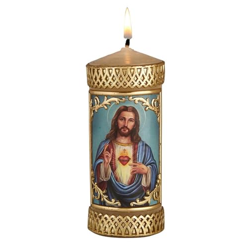 Trinity Church Supply Sacred Heart Devotional Candle Long Lasting Wax Candle for Baptism Prayer Easter Party Decoration, Pack of 2