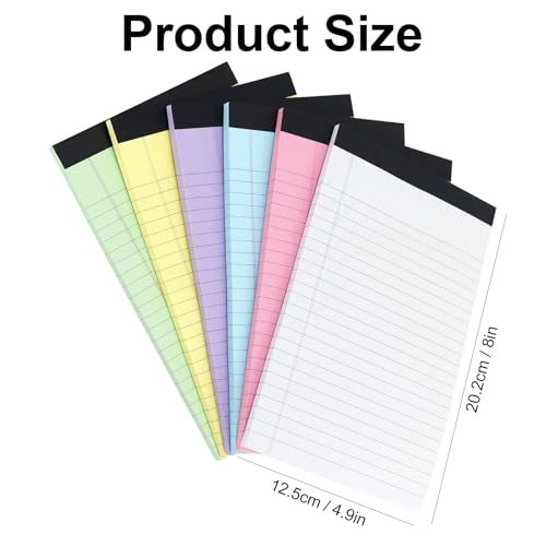 6 Pack Legal Pads 5x8 Note Pads Colored Legal Pads College Ruled Notepad Small Note Pads 50 Sheets/P