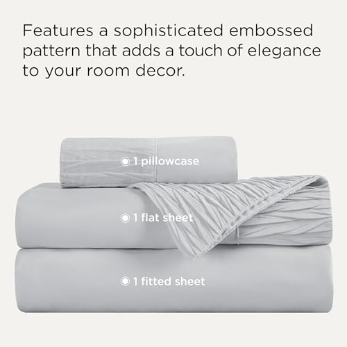 Image of Bedsure Twin Sheets Set - 3 Pieces Soft Twin Bed Sheets - Breathable & Cooling - Hotel Luxury - Easy Care Polyester Microfiber Bedding for Women, Men, Light Grey