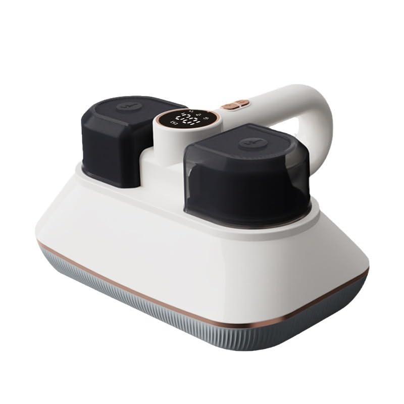Aspirador antiácaros para colchones con luz UV, 3 niveles de succión potente Aspirador antiácaros con pantalla LED, doble taza para polvo Aspiradora inalámbrica para una limpieza higiénica