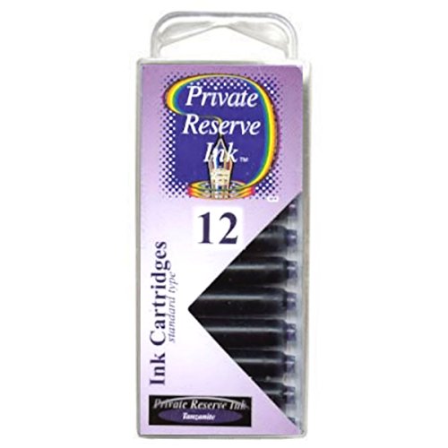 12 Pack - Private Reserve Ink, Universal Fountain Pen Ink Cartridges Clear Case, Tanzanite -  12 Pack 07