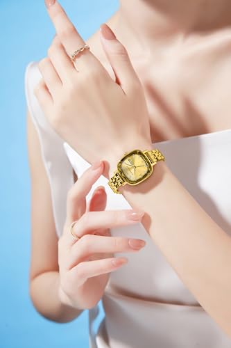 Image of Giordano Elegant Square Rose Gold Watch for Women - Crystal & Roman Hour Markers, Day-Date Display, Stainless Steel Strap