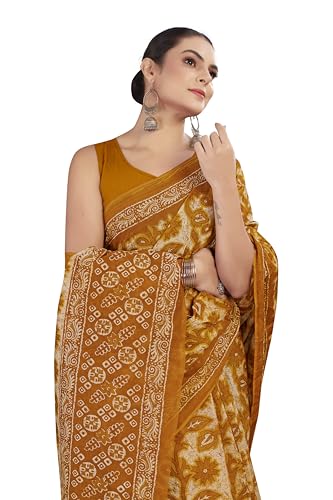 Image of TAMAIRA FASHION Mulmul Pure Cotton Saree For Woman Floral Batik Printed |Office Wear Daily Wear Sarees For Women Without Blouse Piece (Available in 16 Colours)