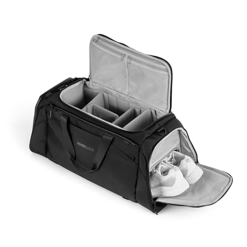 Zeeksack The Weekender 50L Schwarz The Duffelbag Große Reisetasche Handgepäcktasche & Sporttasche mit Laptopfach Schuhfach & modularen Trennern Großer Seesack für organisiertes Packen