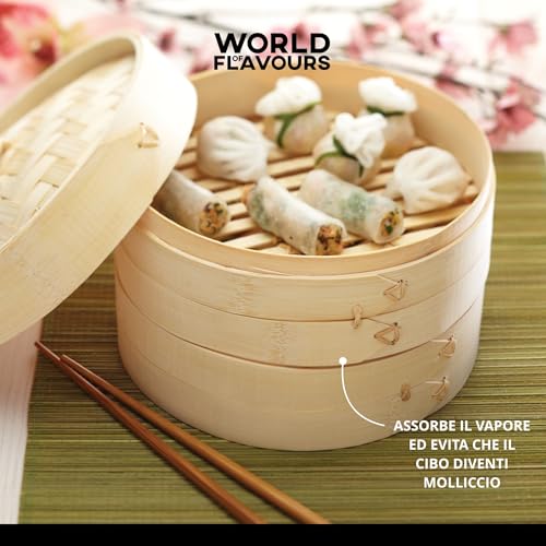 KitchenCraft World of Flavours - Cestello per Cottura a Vapore in Bambù con 2 Livelli - immagine 5